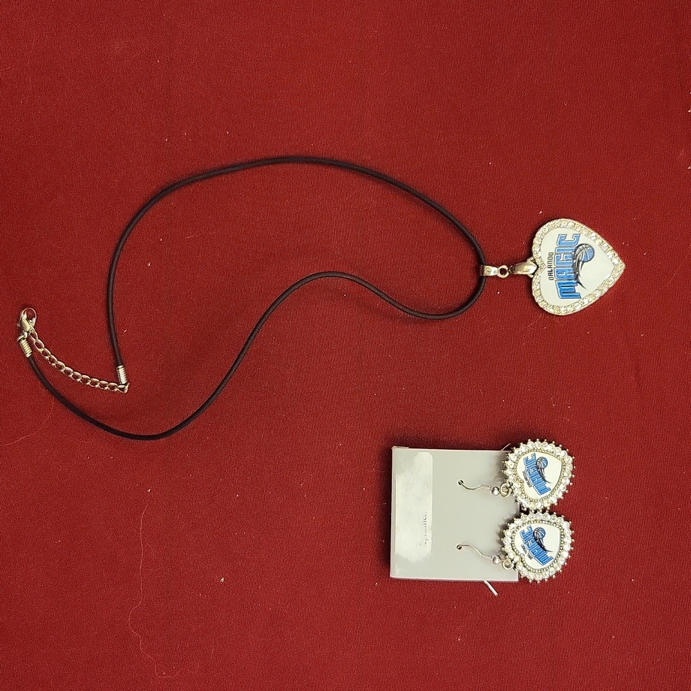 Orlando Magic pierced earrings and necklace set SOLD